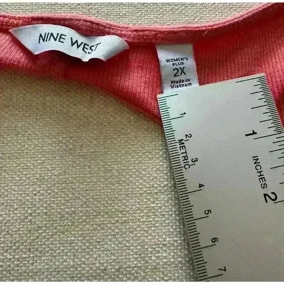 Nine West Women's Plus Dress Short Sleeve Casual Cotton Plus Size 2X Cruz Coral - Picture 5 of 10